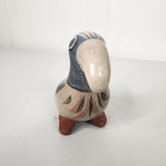 Vintage Mexican Tonala Bird Hand Painted Ceramic Pottery Ornament Birds Boho - Picture 4 of 8